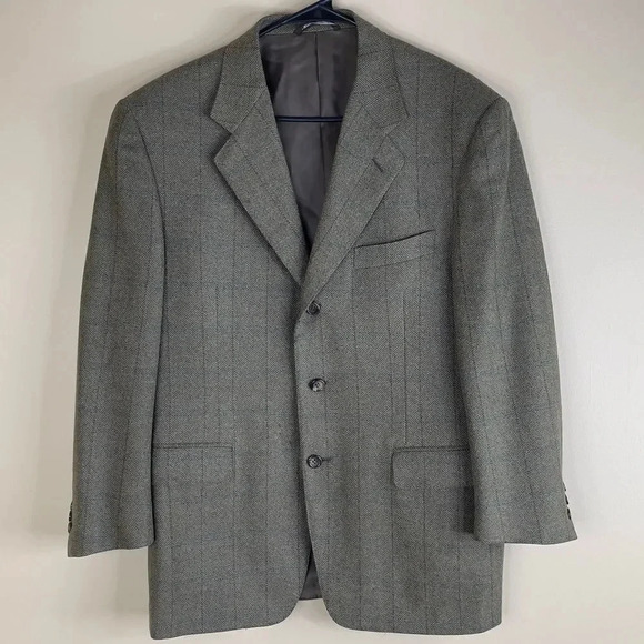 Canali Herringbone Mens Cashmere Blazer 50C - Picture 1 of 16
